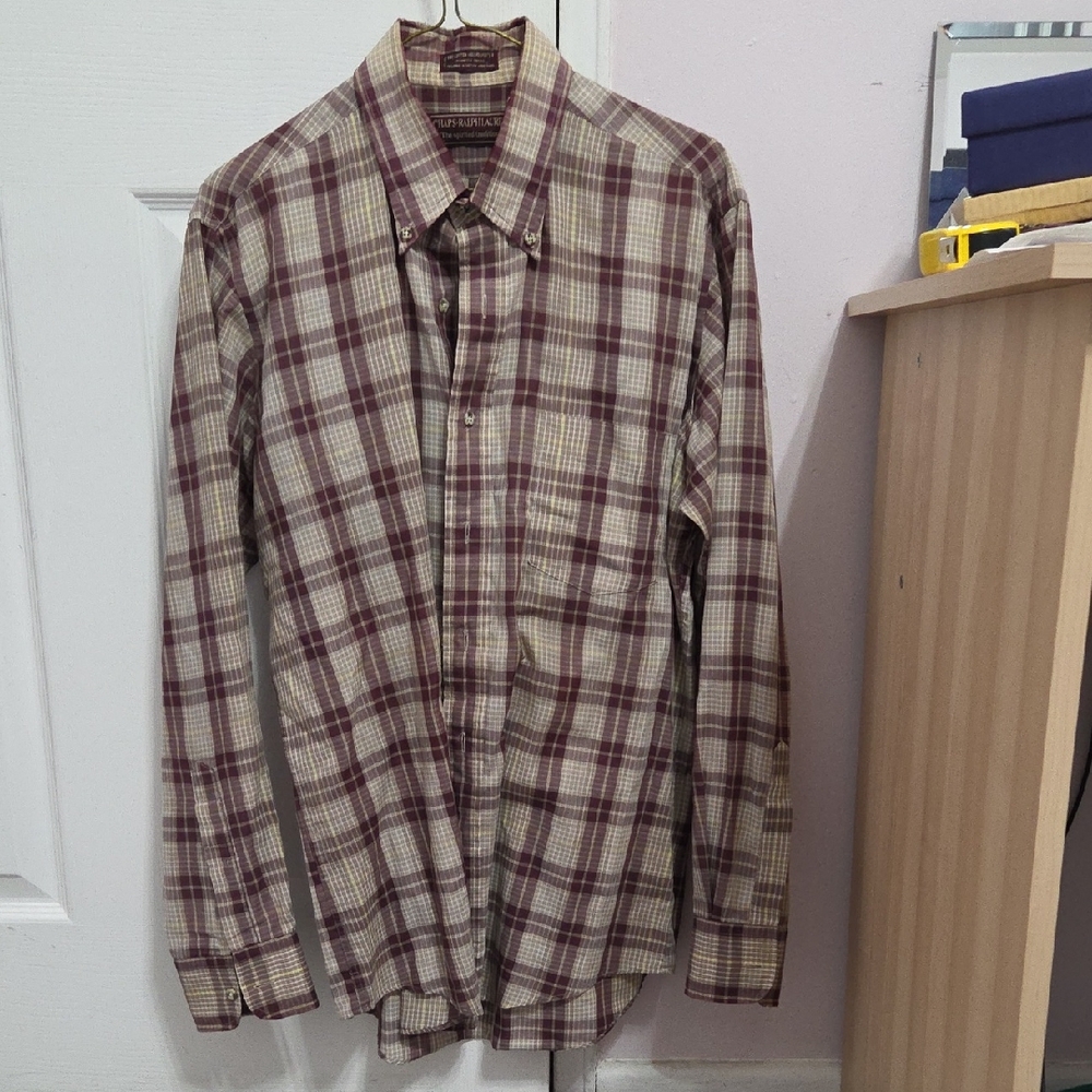 Chaps Red and Cream Casual Button Down Shirt